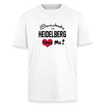 heidelberg - Unisex Oversized Heavyweight T-shirt - white - Front - Alina (178cm) & Michal (187cm)