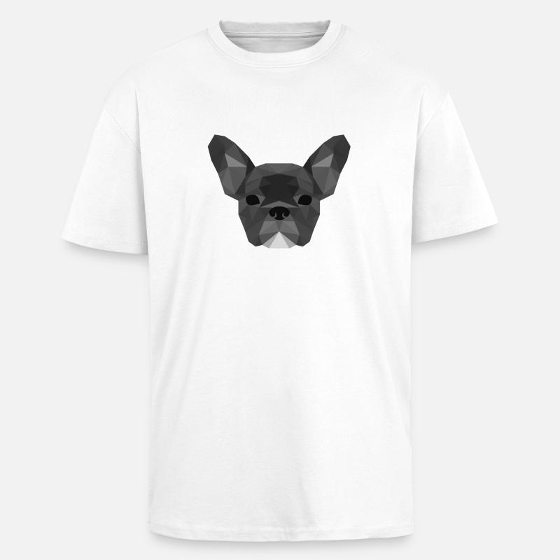 Low Poly Frenchie grey - Oversized Heavyweight Unisex T-Shirt - Weiß