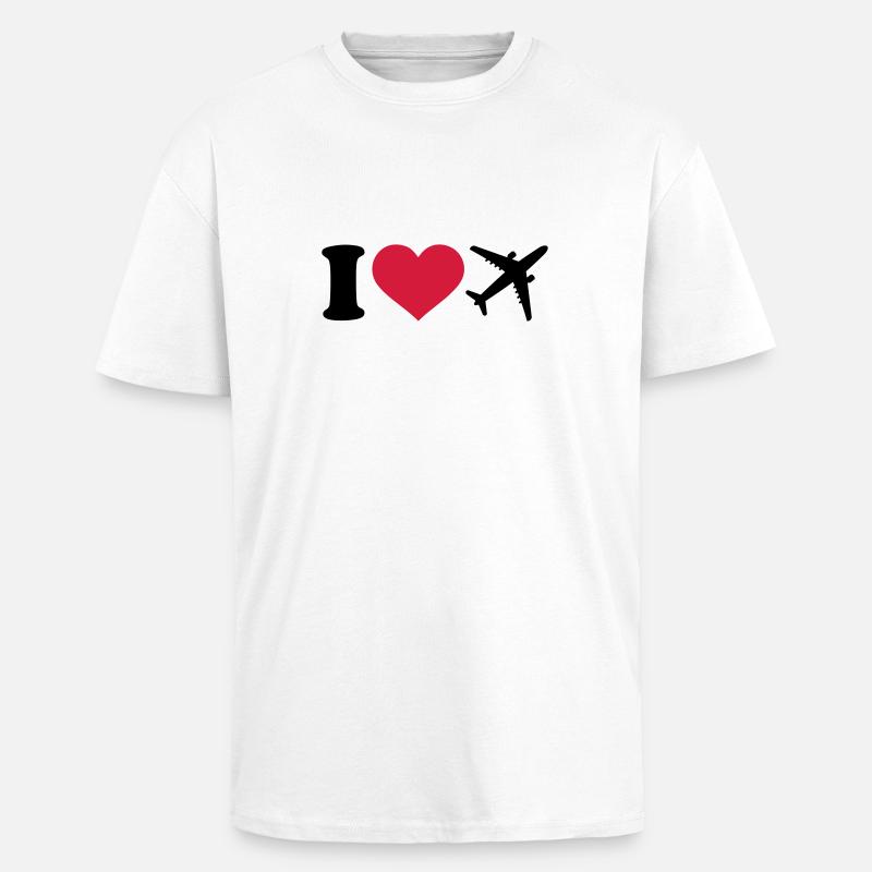 Flugzeug - Oversized Heavyweight Unisex T-Shirt - Weiß