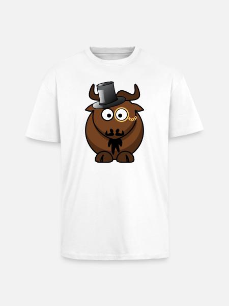 Büffelkarikatur mit Monokel - Oversized Heavyweight Unisex T-Shirt - Weiß