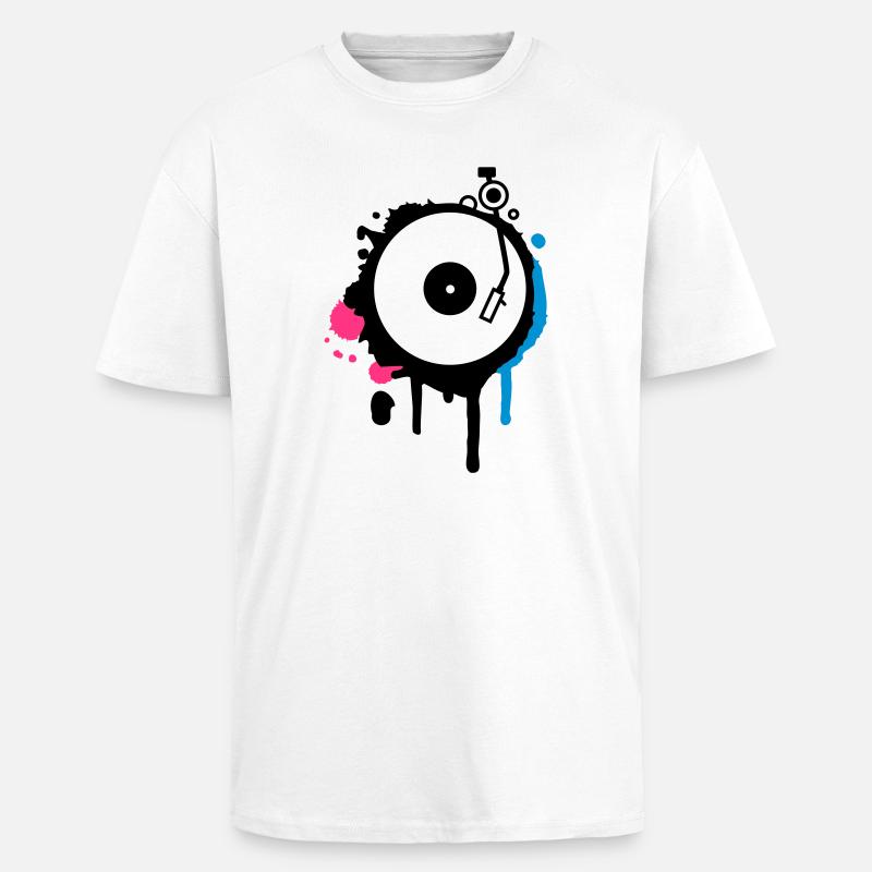 Turntable Graffiti - Unisex Oversized Heavyweight T-shirt - white
