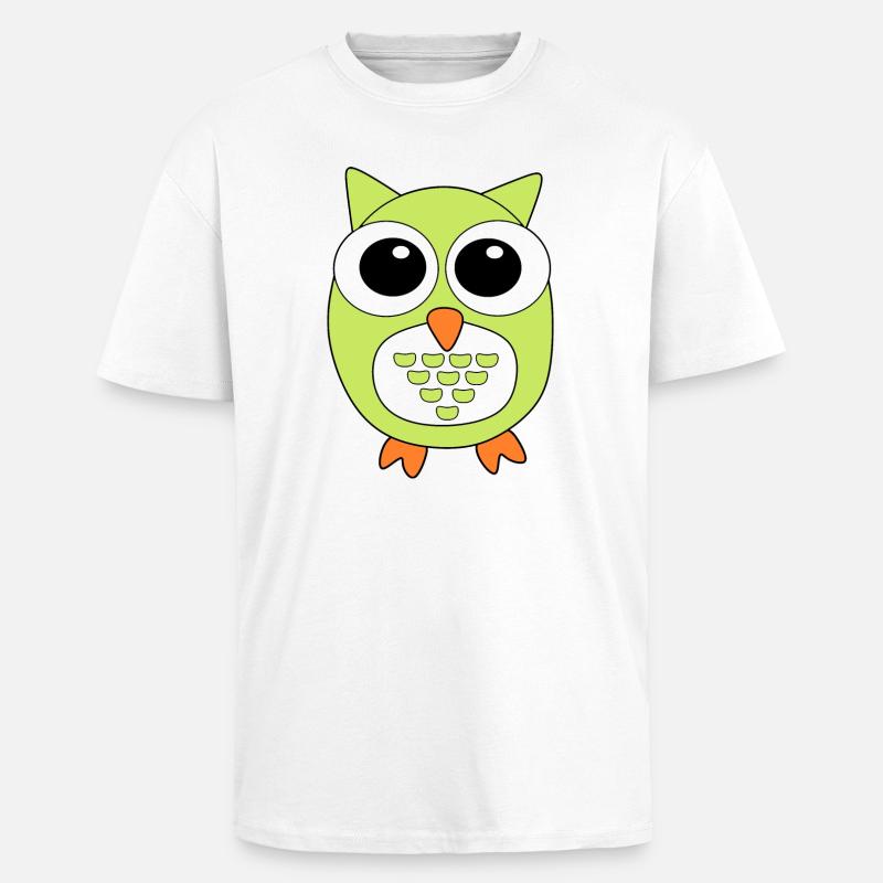 Eule grüne Eule - Oversized Heavyweight Unisex T-Shirt - Weiß