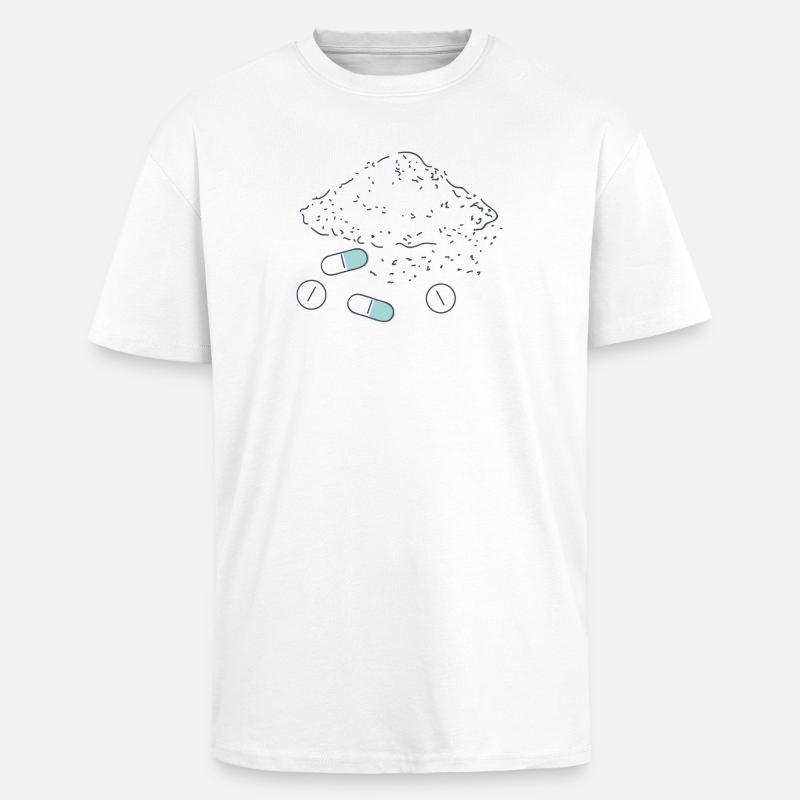 Complément alimentaire Pilules Poudre Comprimés - T-shirt unisexe oversize épais - blanc
