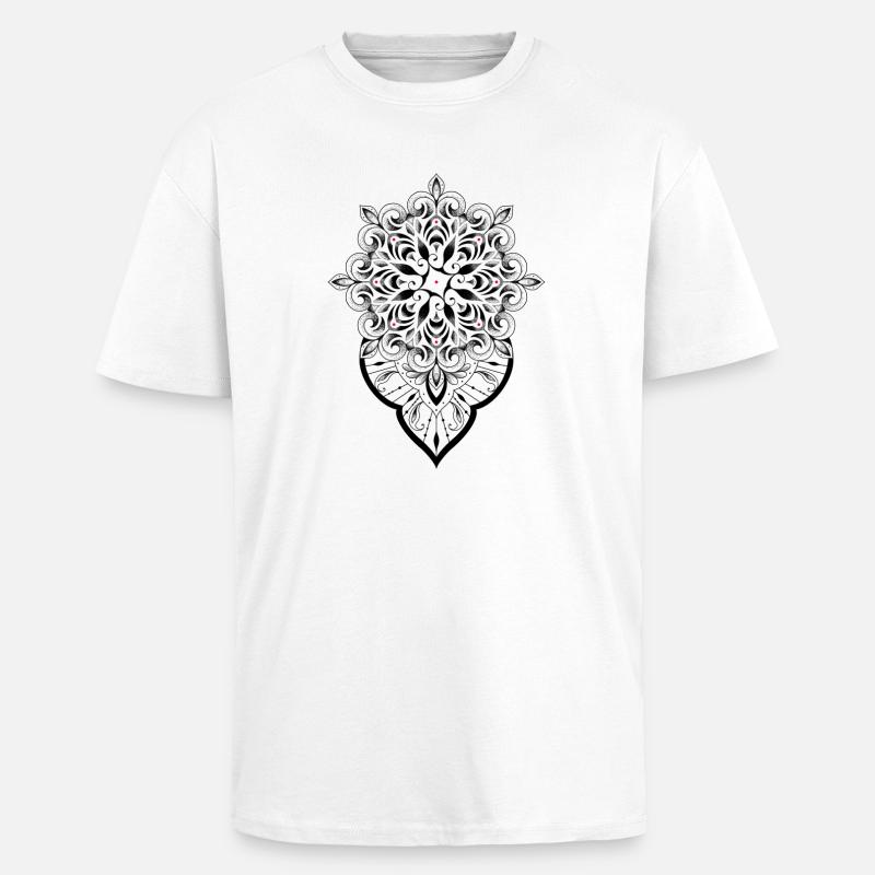 Mandala graphic dot work - Unisex Oversized Heavyweight T-shirt - white