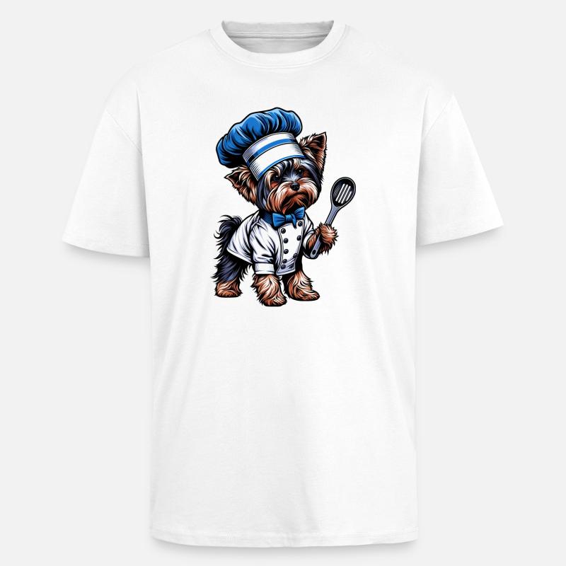 Cuisinier du Yorkshire Terrier - T-shirt unisexe oversize épais - blanc