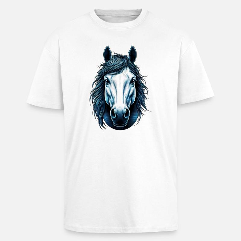 Pferd - Oversized Heavyweight Unisex T-Shirt - Weiß