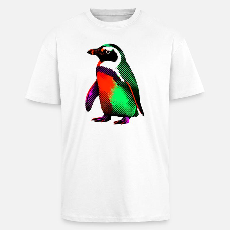Pinguin - Oversized Heavyweight Unisex T-Shirt - Weiß