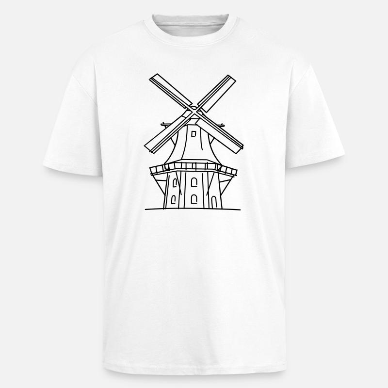 Windmühle - Oversized Heavyweight Unisex T-Shirt - Weiß