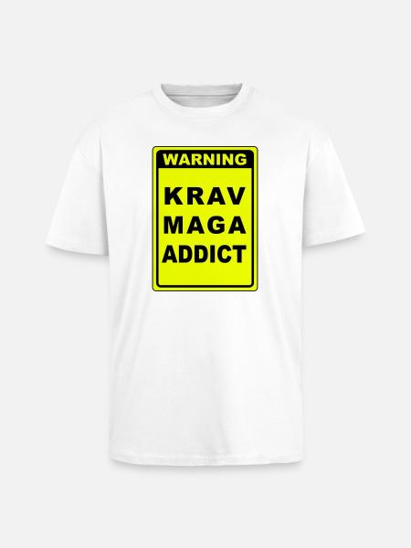Warning Krav Maga Addict - Unisex Oversized Heavyweight T-shirt - white