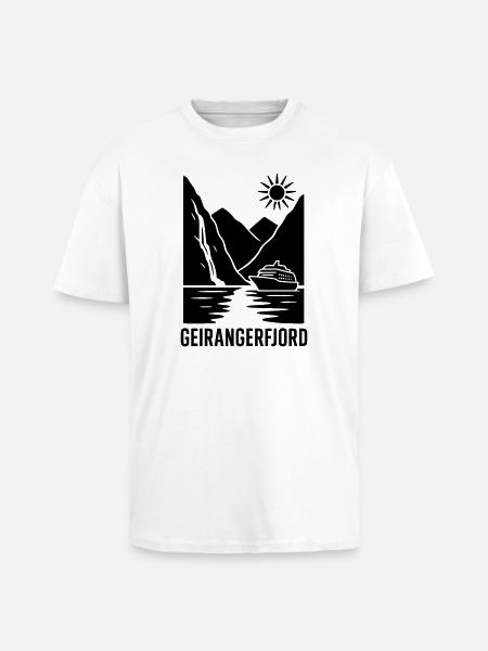 Geiranger Fjord Norway - Unisex Oversized Heavyweight T-shirt - white