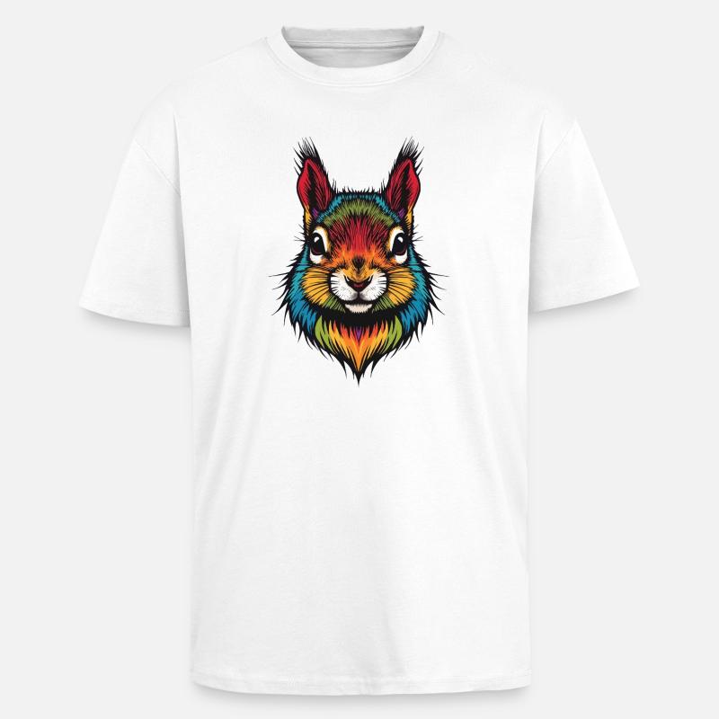 Buntes Eichhörnchen tierische Farbexplosion - Oversized Heavyweight Unisex T-Shirt - Weiß