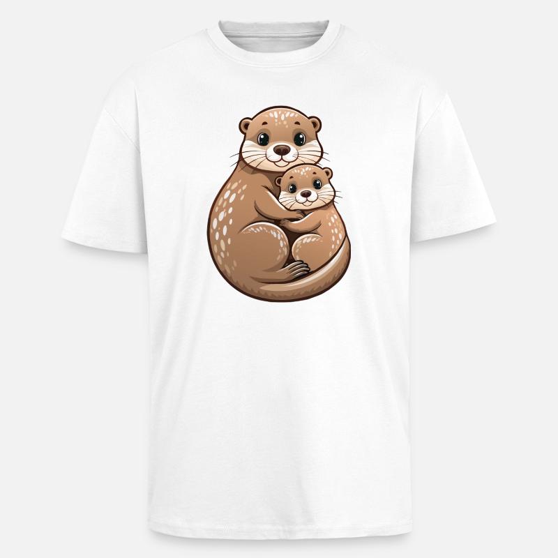 Mutterotter mit Jungtier - Oversized Heavyweight Unisex T-Shirt - Weiß