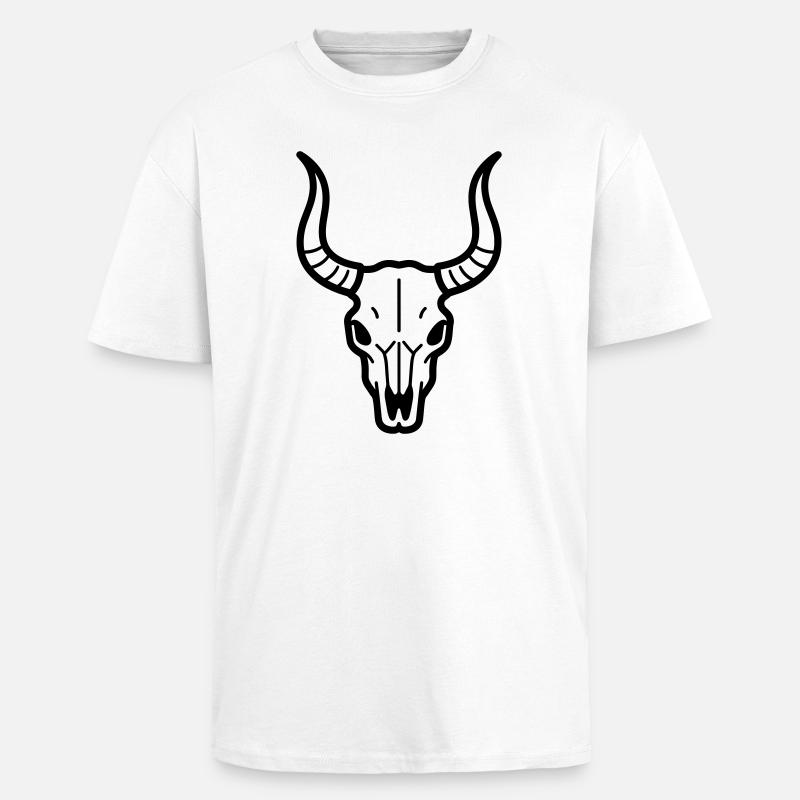 Crâne de taureau - T-shirt unisexe oversize épais - blanc