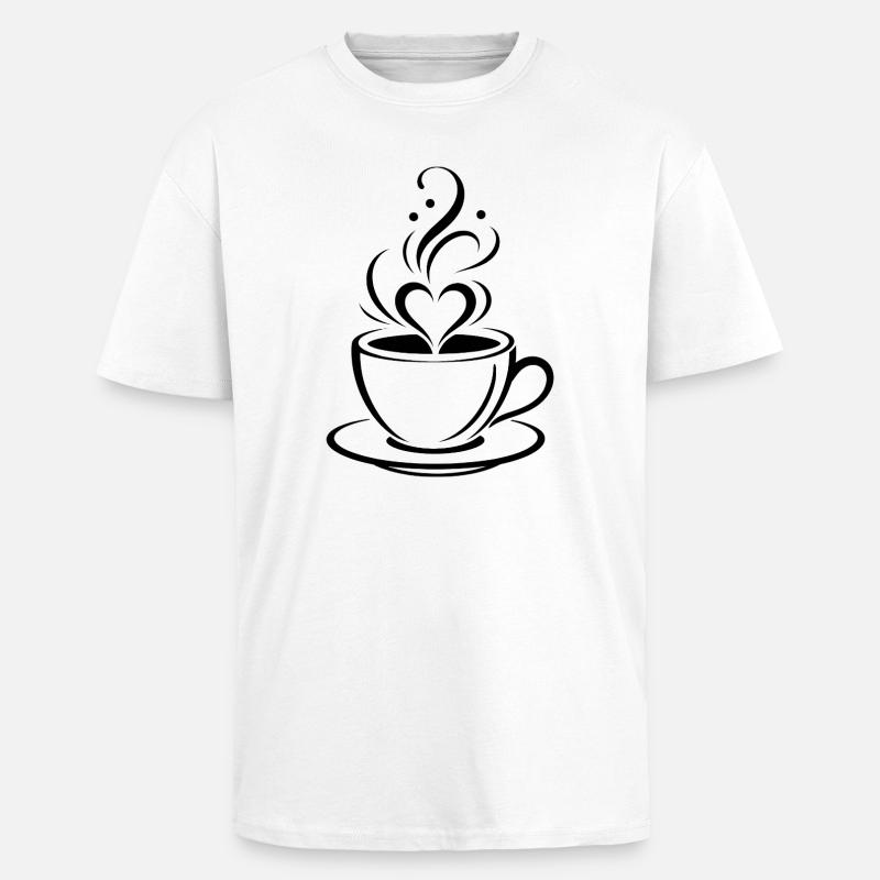 Kaffee Herz - Oversized Heavyweight Unisex T-Shirt - Weiß