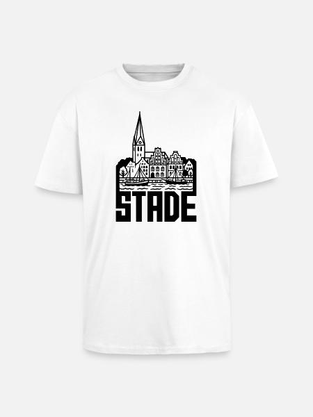 Monument Stade Silhouette - T-shirt unisexe oversize épais - blanc