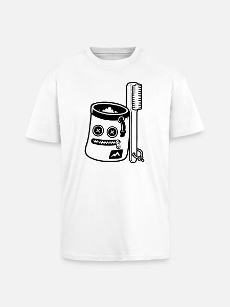 Bouldering Chalkbag Brush Motif - Unisex Oversized Heavyweight T-shirt - white