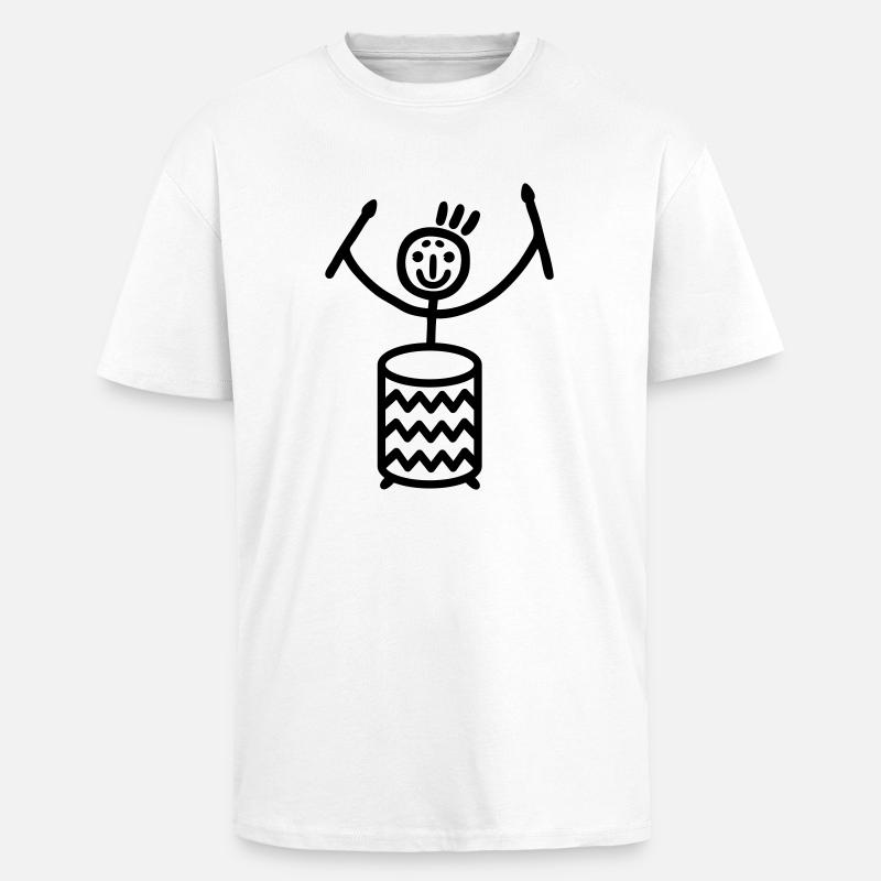 Strichmännchen mit Sambatrommel - Oversized Heavyweight Unisex T-Shirt - Weiß