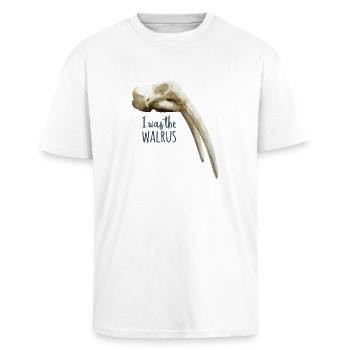 Ich war das Walross - Oversized Heavyweight Unisex T-Shirt - Weiß - Vorne - Alina (178cm) & Michal (187cm)