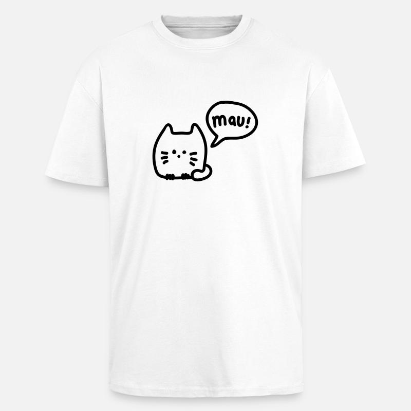 Cat mauzt - ligne - T-shirt unisexe oversize épais - blanc