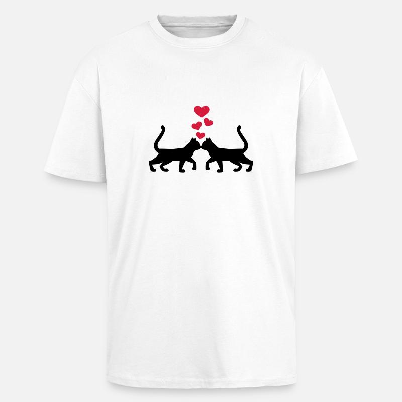 Chat - T-shirt unisexe oversize épais - blanc