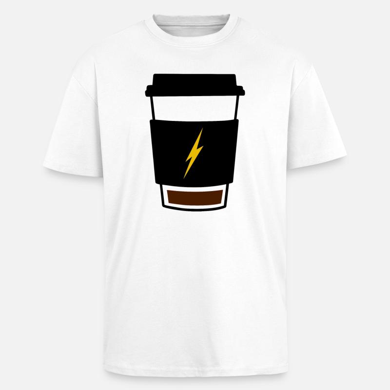 Low Battery Coffee - Unisex Oversized Heavyweight T-shirt - white