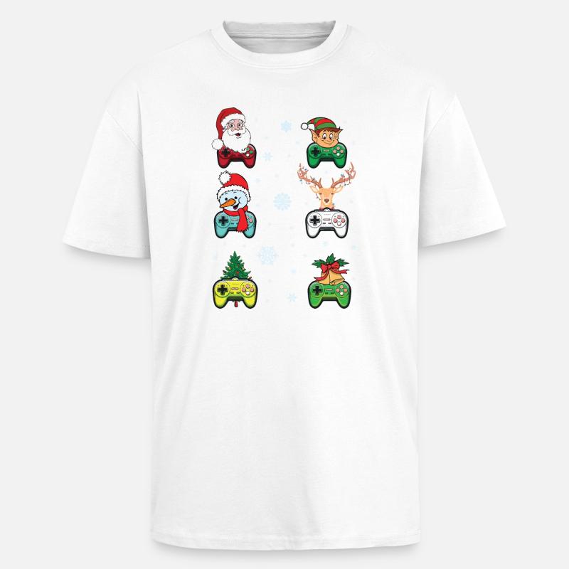 Festive Gaming Characters with Christmas Elements - Unisex Oversized Heavyweight T-shirt - white