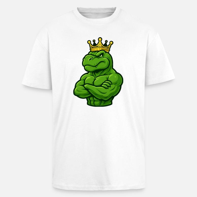 Starker T-Rex Dinosaurier mit Krone Selbstbewusst  - Oversized Heavyweight Unisex T-Shirt - Weiß