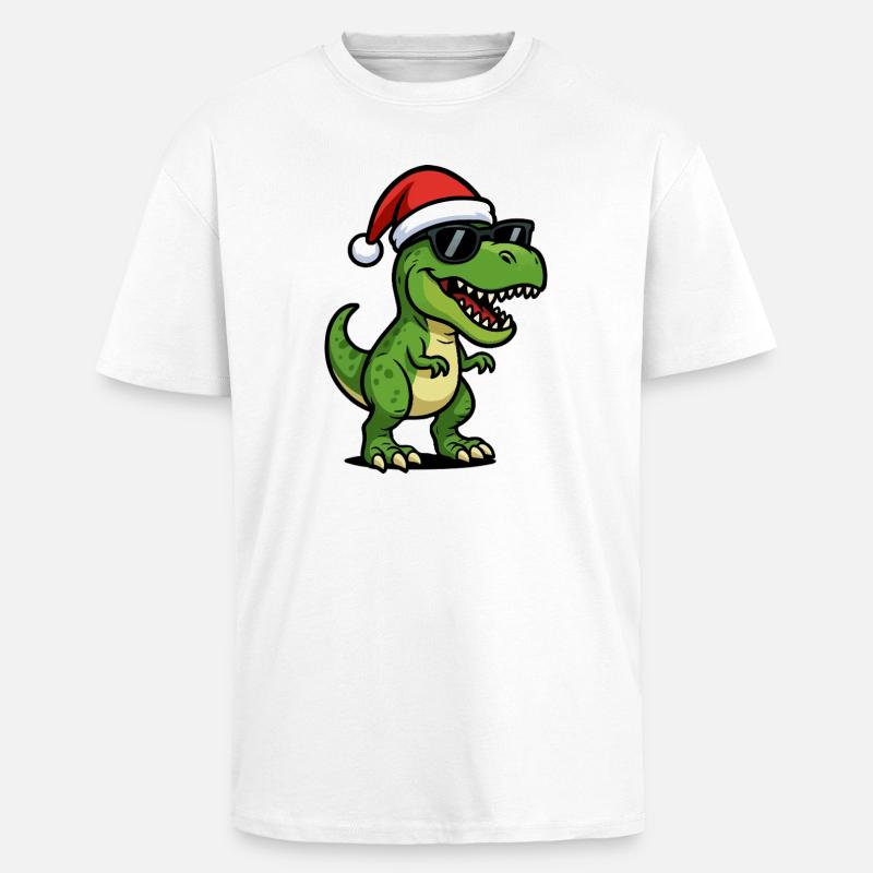 T-Rex Santa mit Sonnenbrille - Oversized Heavyweight Unisex T-Shirt - Weiß