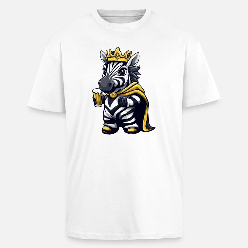 Zebra Bier König - Oversized Heavyweight Unisex T-Shirt - Weiß