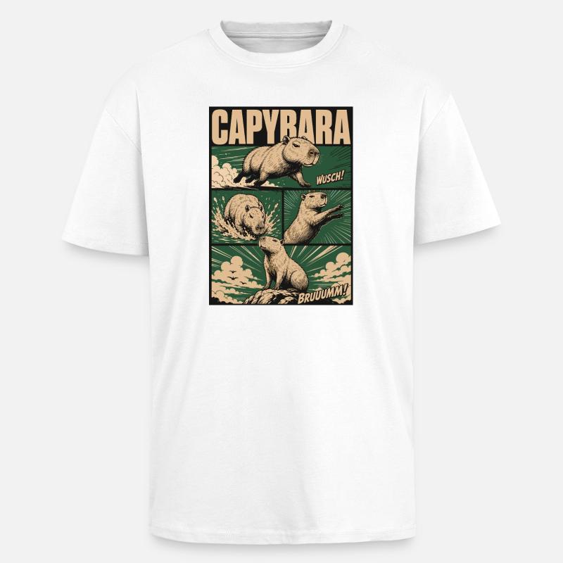 Chilliges Capybara Comic - Oversized Heavyweight Unisex T-Shirt - Weiß