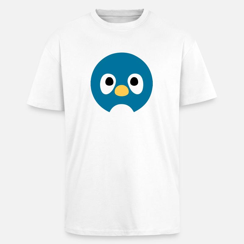 Cartoon Penguin Face - Unisex Oversized Heavyweight T-shirt - white
