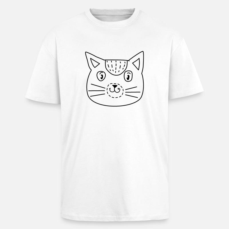 Comic Katze Gesicht mit Spruch - Oversized Heavyweight Unisex T-Shirt - Weiß