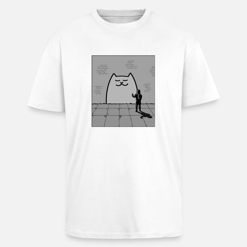 Chat endormi - T-shirt unisexe oversize épais - blanc