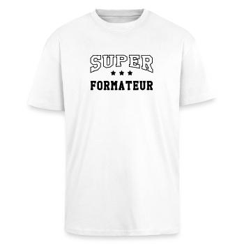 Formateur / Formatrice / Formation / Education - T-shirt unisexe oversize épais - blanc - Devant - Alina (178cm) & Michal (187cm)