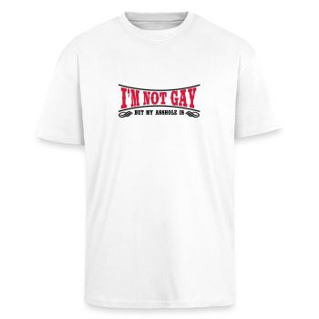 I'm not Gay... - Unisex Oversized Heavyweight T-shirt - white - Front - Alina (178cm) & Michal (187cm)