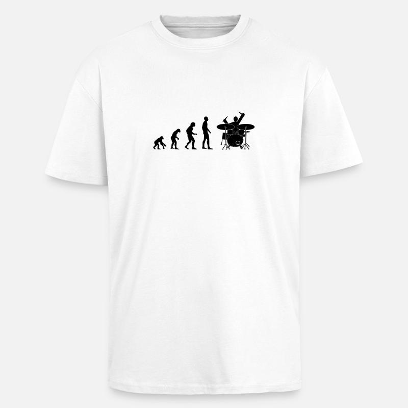 drummer evolution - Unisex Oversized Heavyweight T-shirt - white