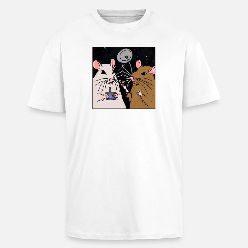 Fumer des rats dans l’espace. - T-shirt unisexe oversize épais - blanc