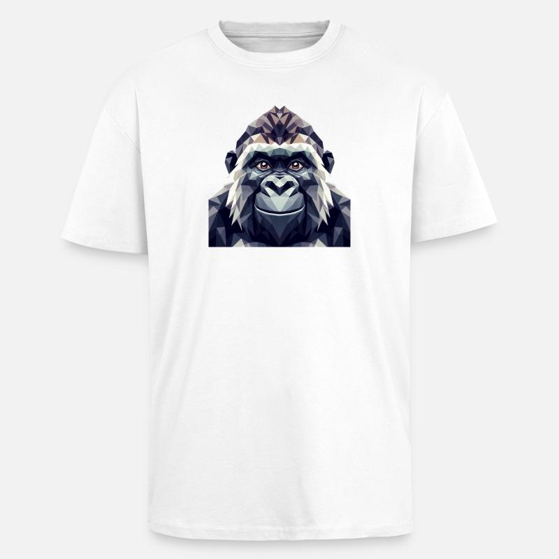 Ein Affe im Polygon-Stil - Oversized Heavyweight Unisex T-Shirt - Weiß