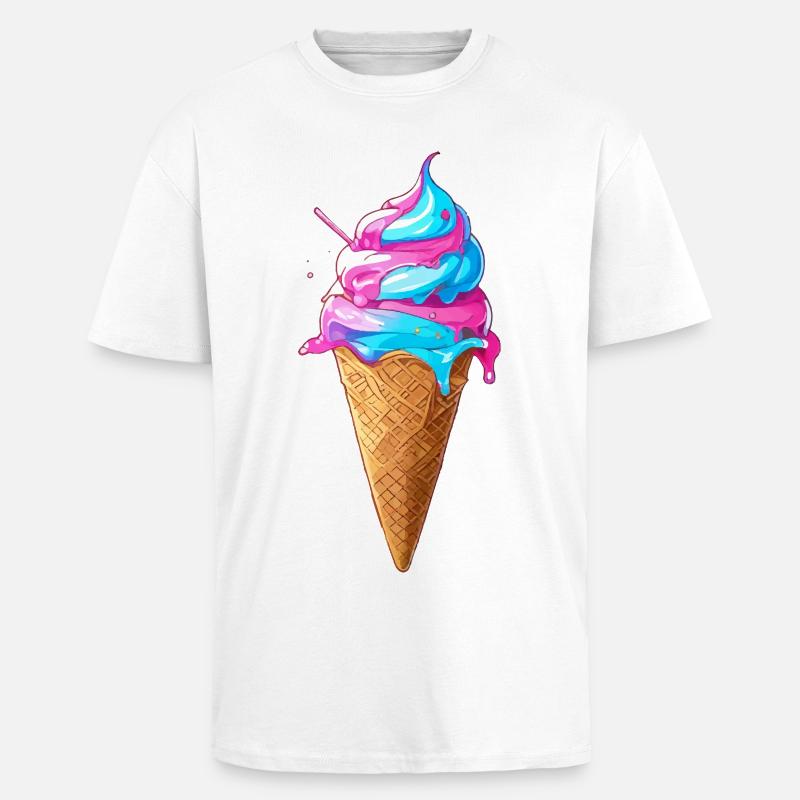 Lecker Eiscreme | Synthwave Eistüte - Oversized Heavyweight Unisex T-Shirt - Weiß