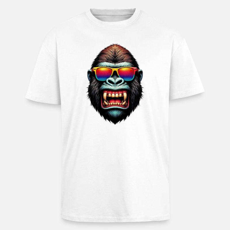 Gorillas mit Sonnenbrille - Oversized Heavyweight Unisex T-Shirt - Weiß