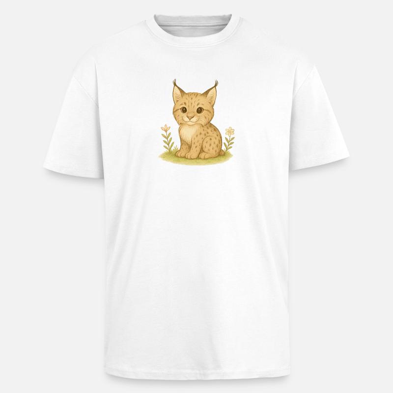 Nordischer Wald - Luchs - Oversized Heavyweight Unisex T-Shirt - Weiß