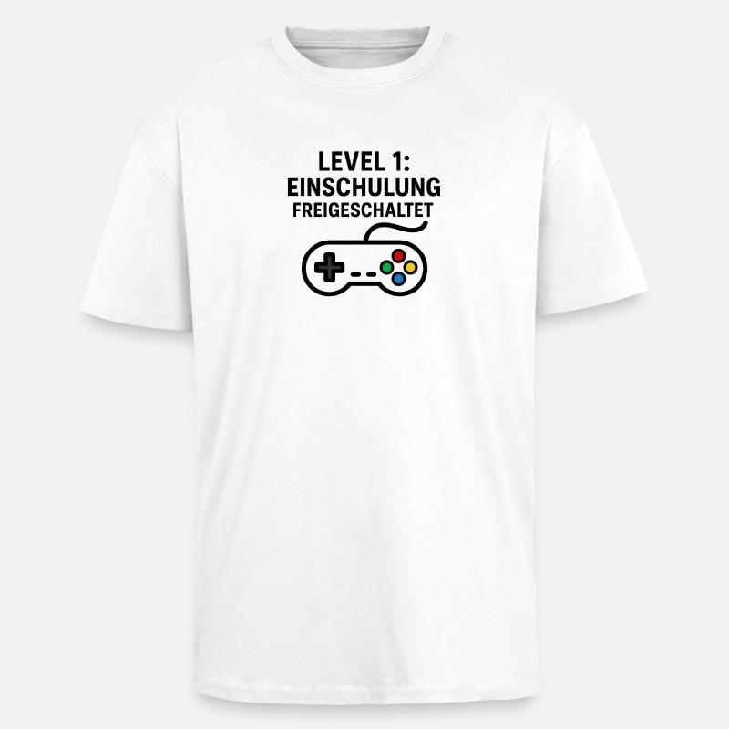 Gaming | Level 1: Einschulung Freigeschaltet - Oversized Heavyweight Unisex T-Shirt - Weiß