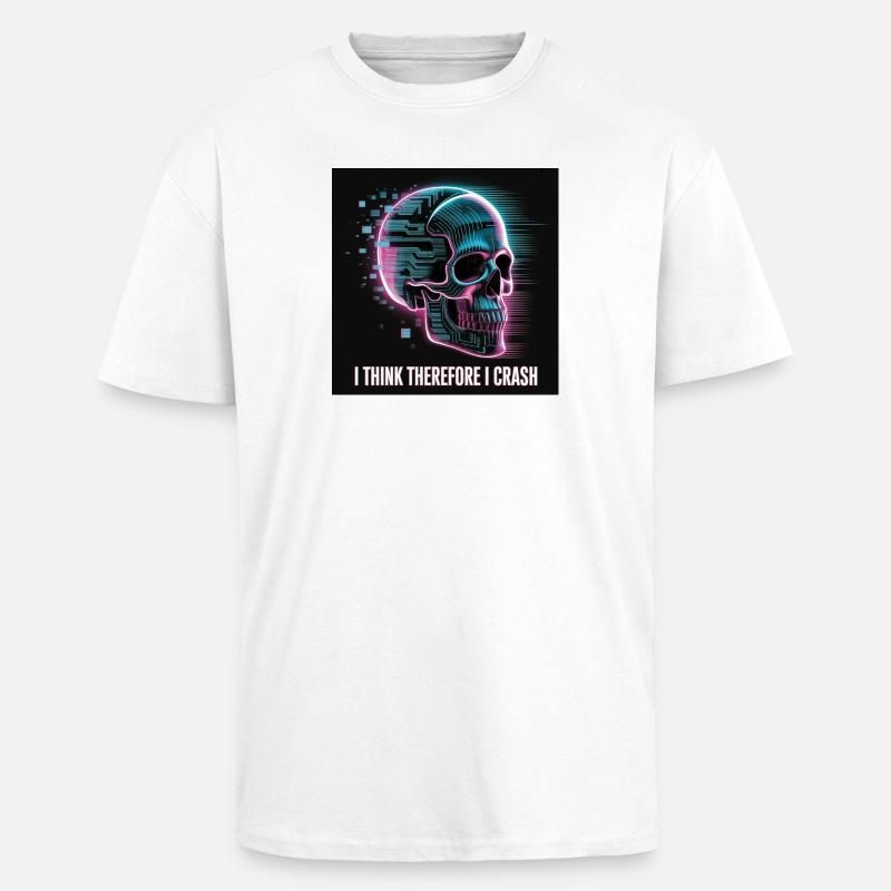 Cyberpunk Totenschädel mit digitalem Glitch - Oversized Heavyweight Unisex T-Shirt - Weiß