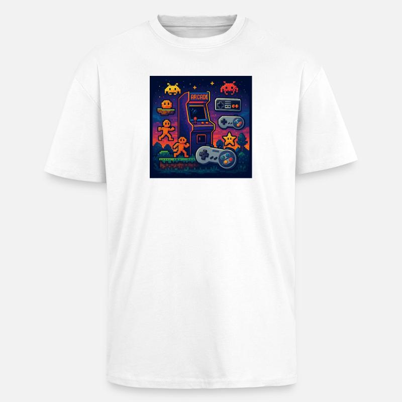 Conception de jeu d’arcade Pixel rétro - T-shirt unisexe oversize épais - blanc