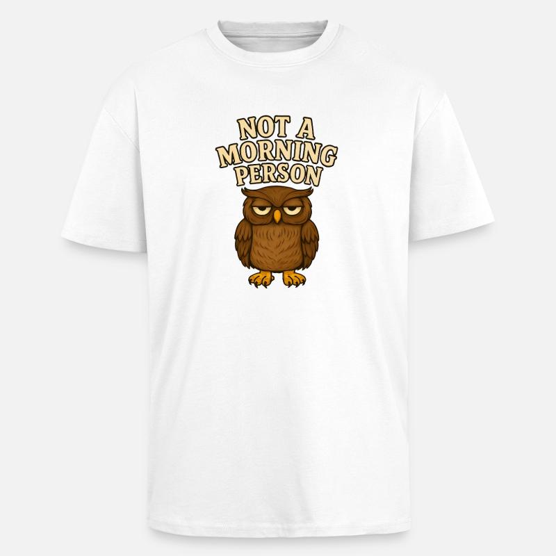 Morgenmuffel Eule - Oversized Heavyweight Unisex T-Shirt - Weiß