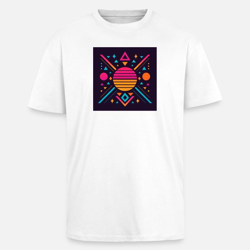 Synthwave geometric pattern - Unisex Oversized Heavyweight T-shirt - white