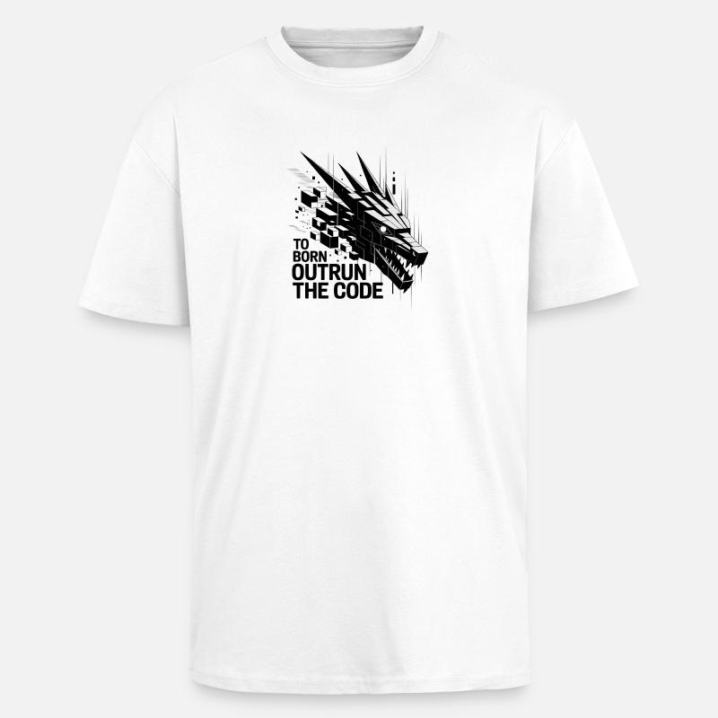 Geometrischer Drachen-Outrun-Code - Oversized Heavyweight Unisex T-Shirt - Weiß