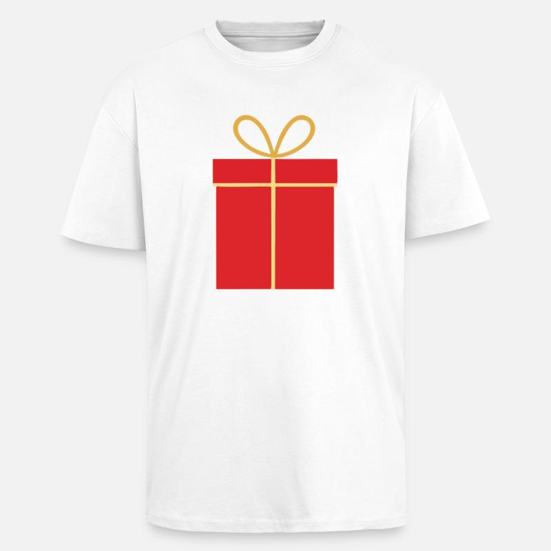 Weihnachtsgeschenk, rote Geschenkbox - Oversized Heavyweight Unisex T-Shirt - Weiß