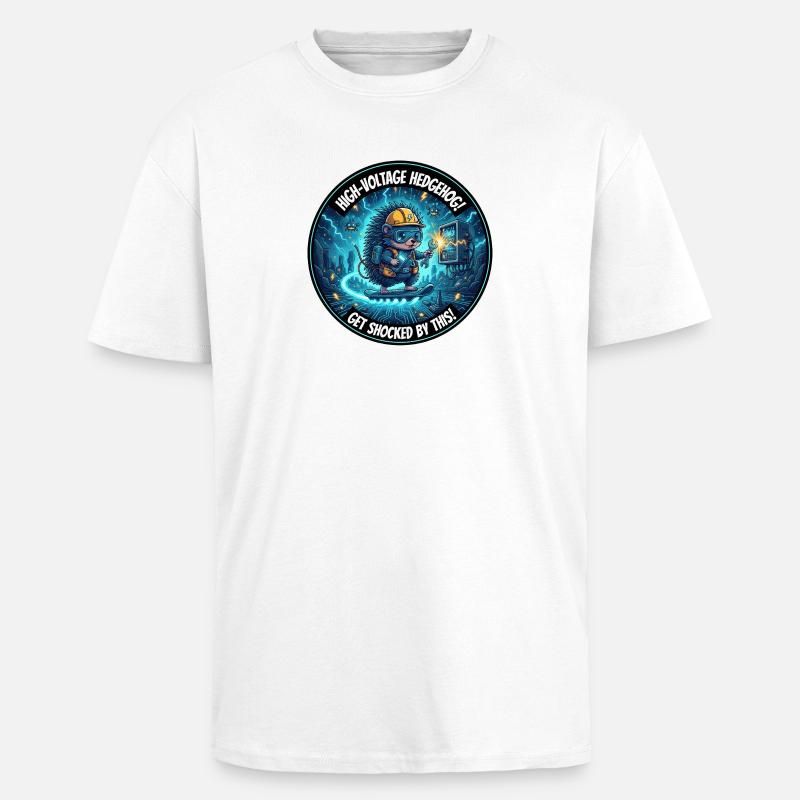 Hochspannung Igel: Stromschock-Design - Oversized Heavyweight Unisex T-Shirt - Weiß