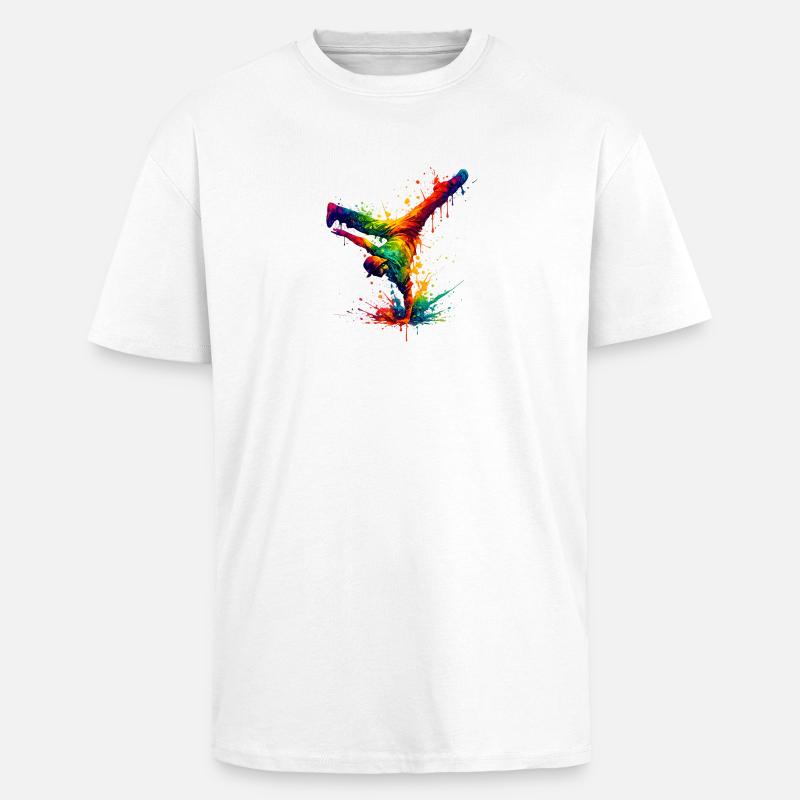 Hand Splashed Rainbow Dance - Unisex Oversized Heavyweight T-shirt - white
